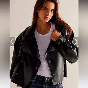 WE THE FREE BLACK ALEXIS VEGAN LEATHER JACKET SIZE M NWT